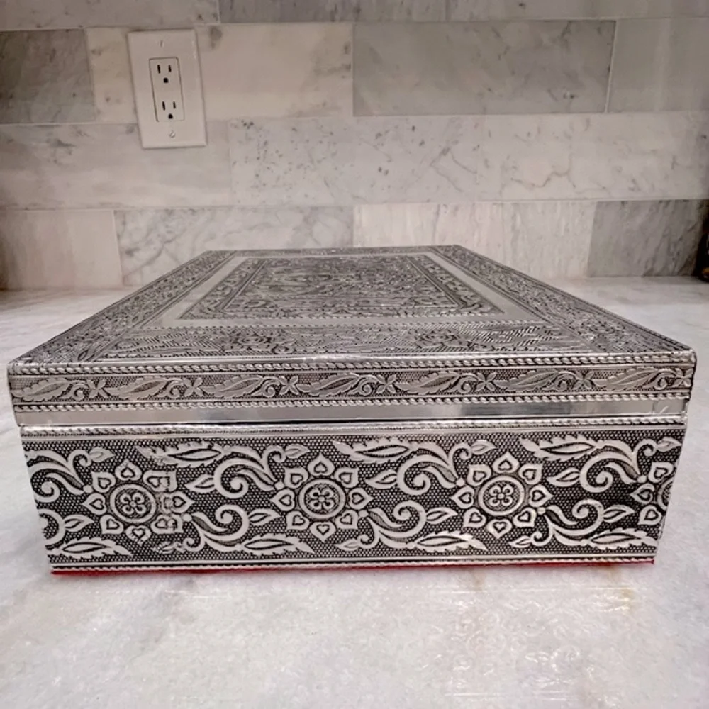 Two Tier Oxidized Elephant Jewelry Box